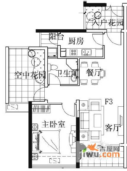 凯南莱弗城2室2厅1卫71.2㎡户型图