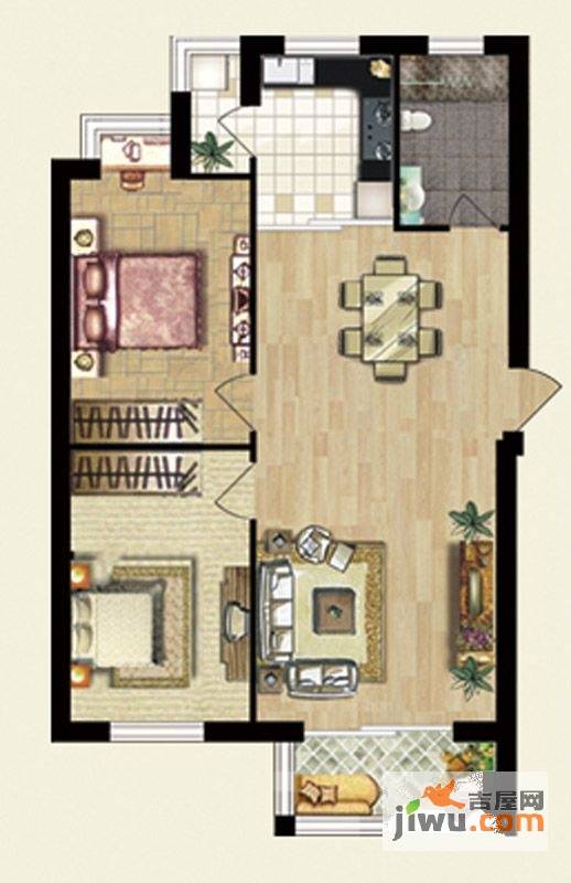 恒泰怡景花园二期2室2厅1卫92.2㎡户型图