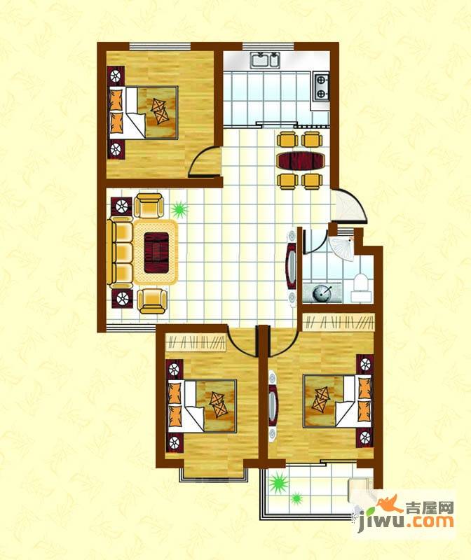 恒信潍城春天3室2厅1卫101㎡户型图