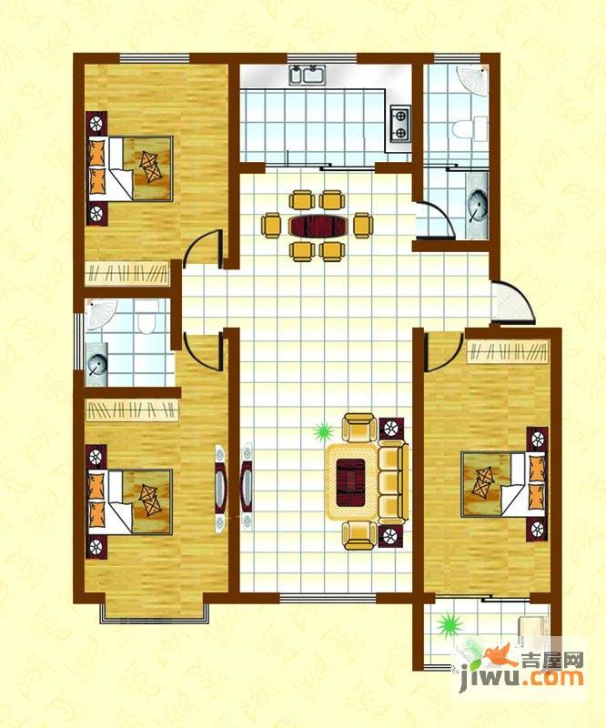 恒信潍城春天3室2厅2卫137㎡户型图