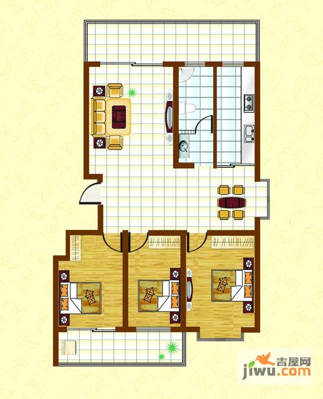 恒信潍城春天3室2厅1卫118㎡户型图