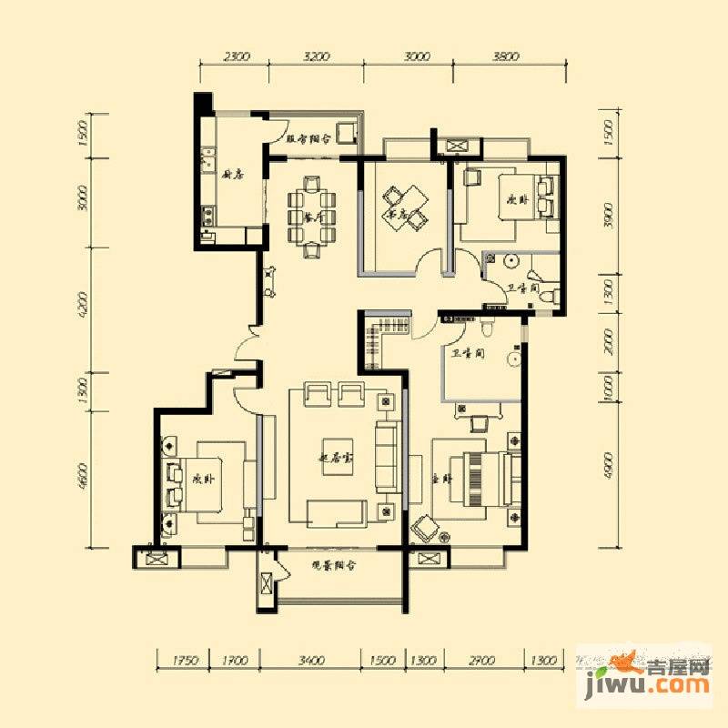 茂华紫苑公馆4室2厅2卫194.7㎡户型图