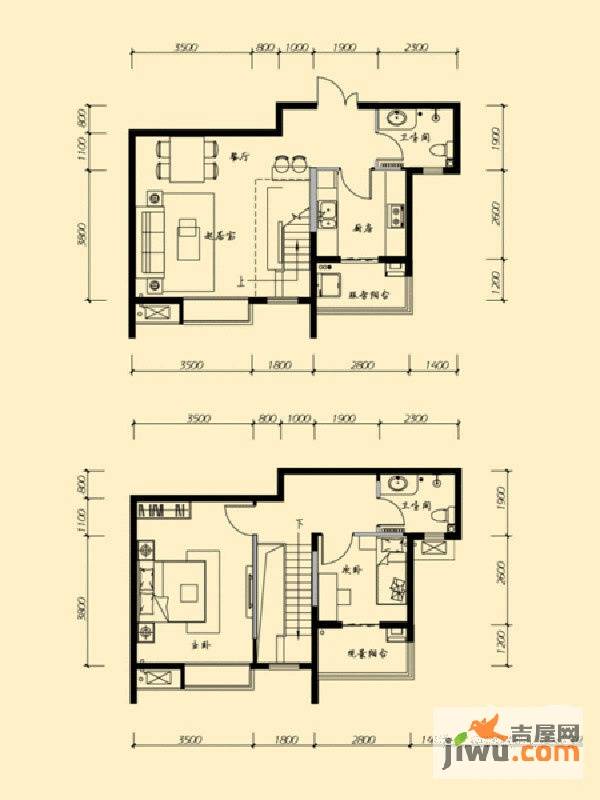 茂华紫苑公馆2室2厅1卫94㎡户型图