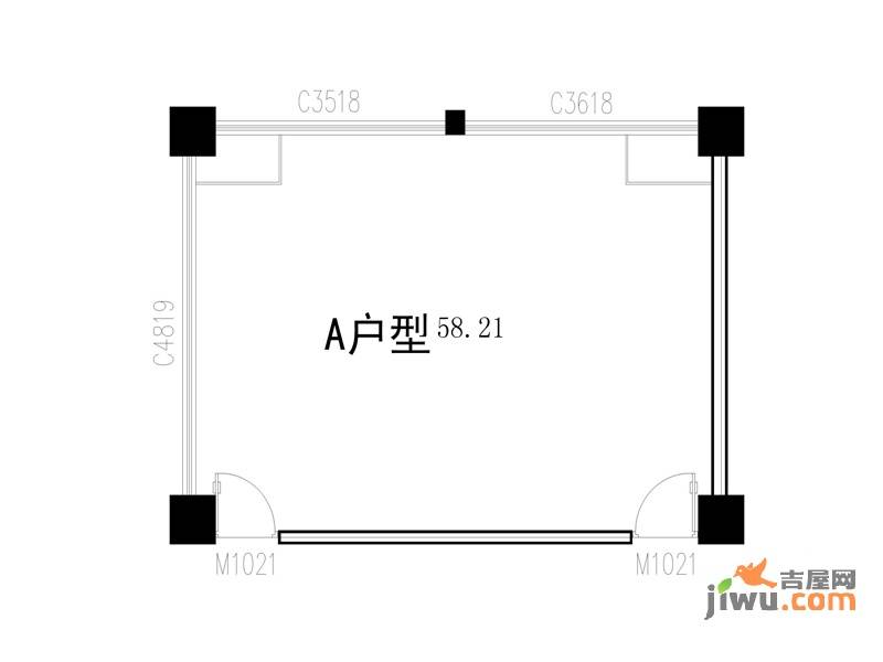 蓝顿21街区普通住宅58.2㎡户型图