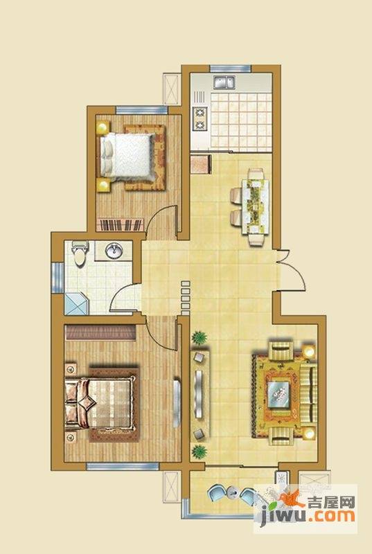 领世新城2室2厅1卫83.9㎡户型图