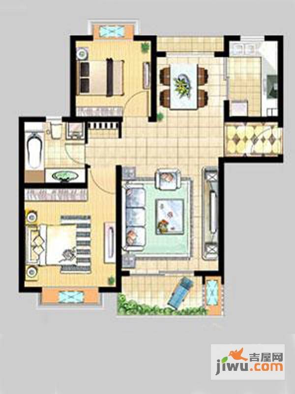 艺泰安邦2室2厅1卫89.4㎡户型图