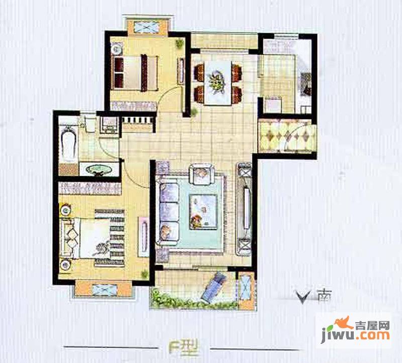 艺泰安邦2室2厅1卫92.4㎡户型图