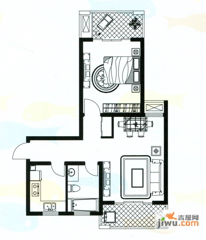 明城海湾新苑1室1厅1卫68.5㎡户型图