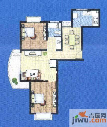 东方城市绿洲3室2厅2卫130㎡户型图