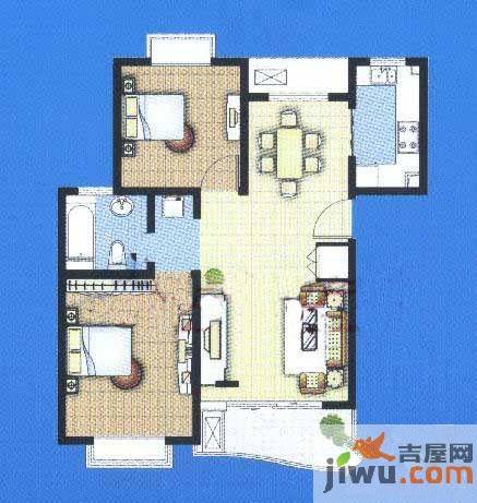 东方城市绿洲2室2厅1卫88㎡户型图