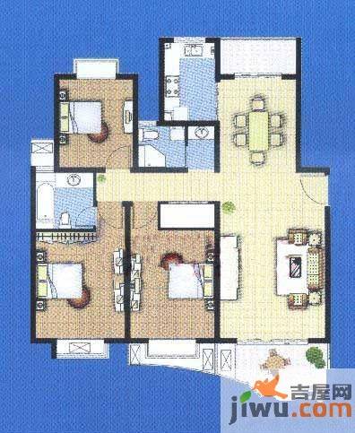 东方城市绿洲3室2厅1卫140㎡户型图