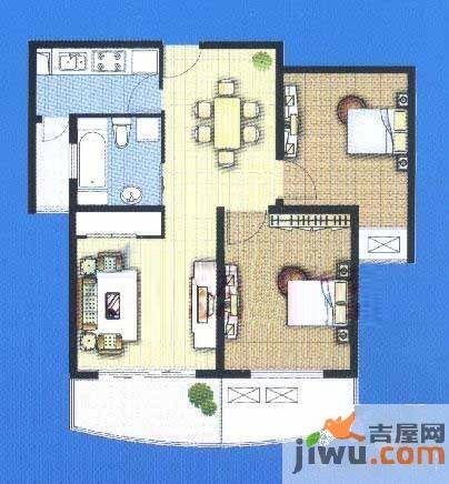 东方城市绿洲2室2厅1卫88㎡户型图