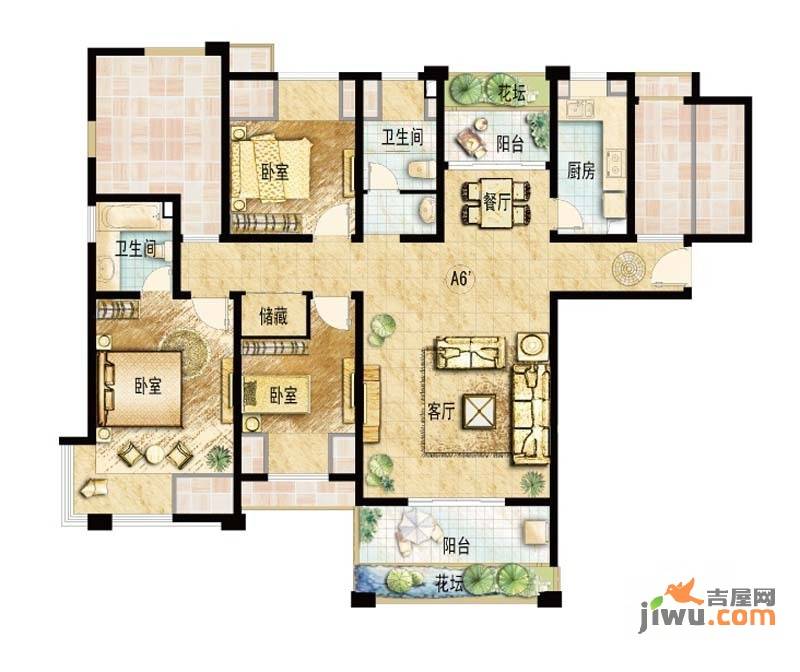 保利叶上海3室2厅2卫145㎡户型图