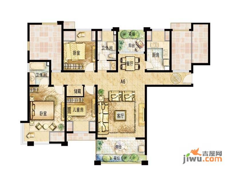 保利叶上海3室2厅2卫145㎡户型图