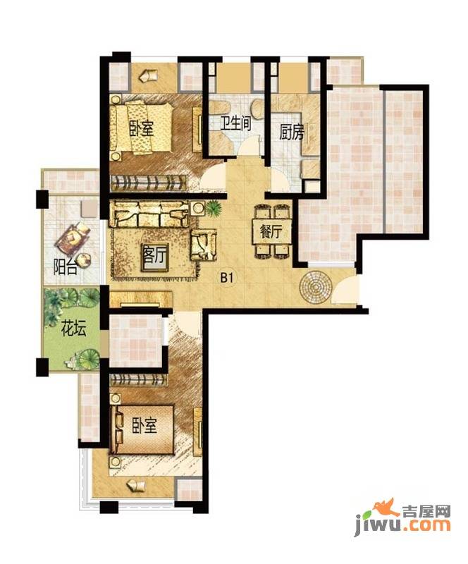 保利叶上海2室2厅1卫91㎡户型图