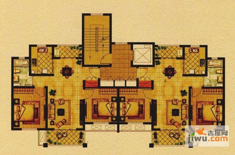 张江汤臣豪园四期2室2厅1卫90㎡户型图