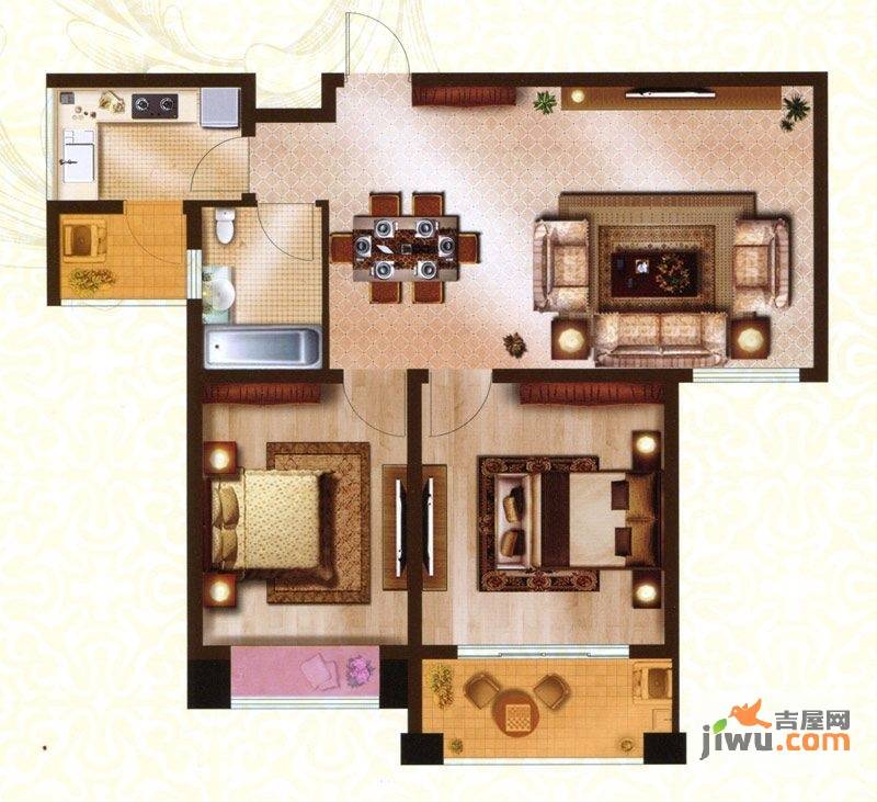 米兰诺贵都2室2厅1卫90㎡户型图