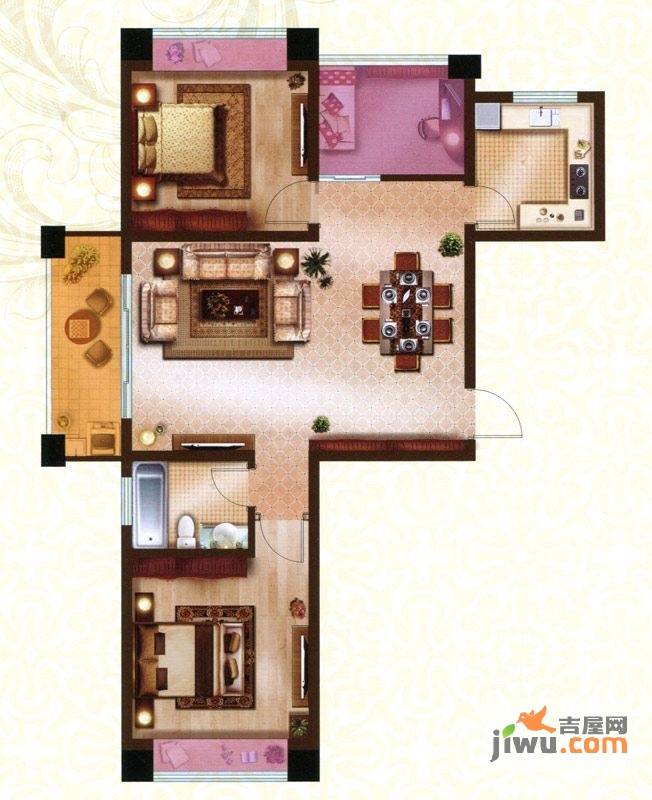 米兰诺贵都2室2厅1卫90㎡户型图