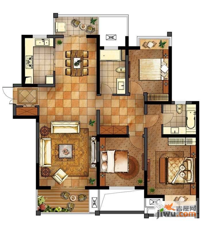 路劲翡丽湾3室2厅2卫151.5㎡户型图