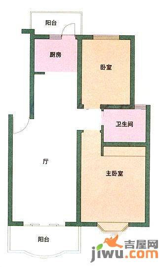 昌鑫花园四期2室2厅1卫87.4㎡户型图