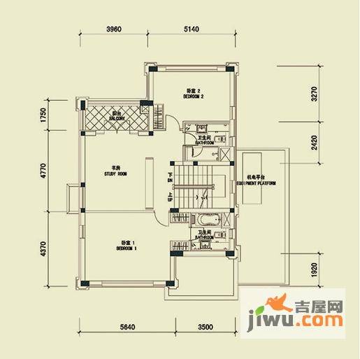 四季雅苑别墅2室1厅2卫户型图