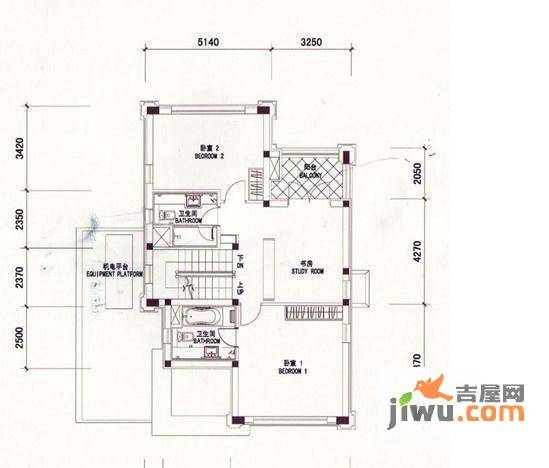 四季雅苑别墅2室1厅2卫户型图