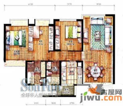 泰欣嘉园2室2厅2卫124㎡户型图