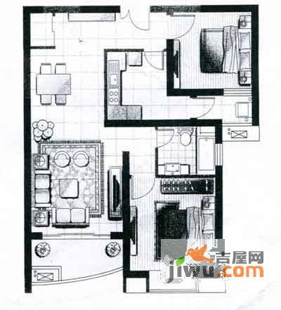 馥敦坊2室2厅1卫户型图