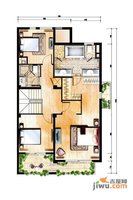 万科琥珀臻园2室1厅1卫177㎡户型图