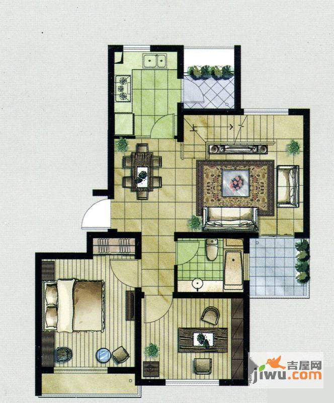 临港蓝色城邦别墅1室2厅1卫134㎡户型图