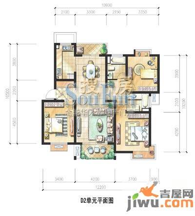 艺泰安邦3室2厅2卫户型图