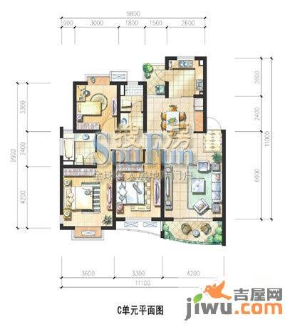 艺泰安邦3室2厅2卫户型图