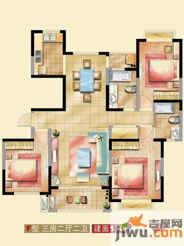 艺泰安邦3室2厅2卫130.3㎡户型图