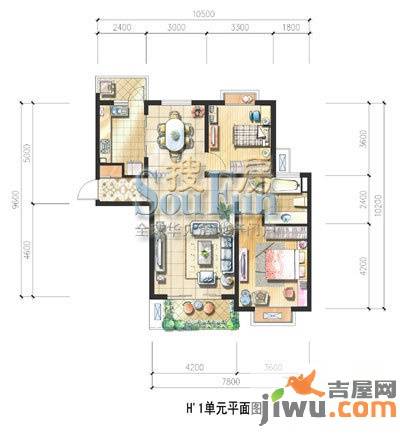 艺泰安邦2室2厅1卫户型图