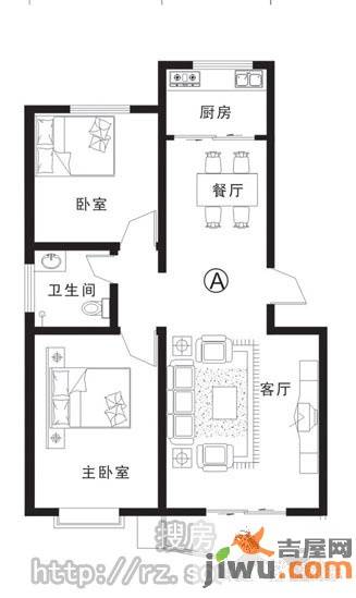 雅都富怡雅苑2室2厅1卫户型图