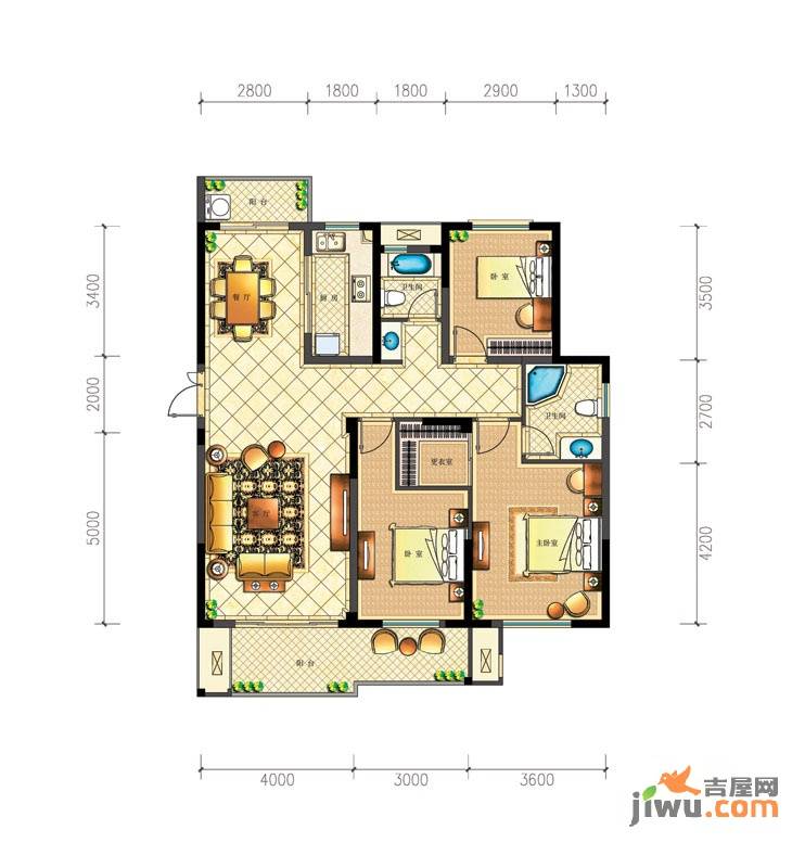 桐乡巴黎都市3室2厅2卫146㎡户型图