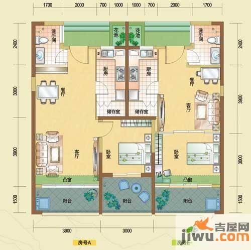 振业峦山谷1室2厅1卫78㎡户型图