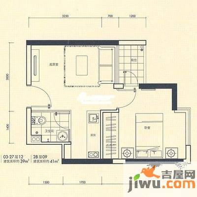 御河堤1室0厅1卫33㎡户型图