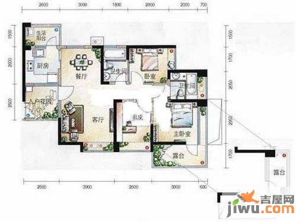 中森双子座3室2厅1卫74㎡户型图