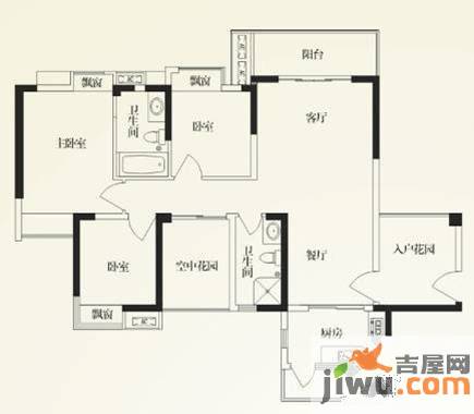 中森双子座3室1厅1卫80㎡户型图