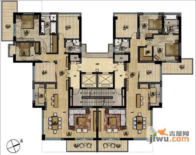 伍兹公寓2室2厅1卫180㎡户型图