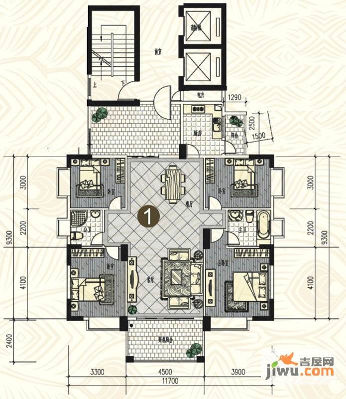 金山湖花园4室2厅2卫162.8㎡户型图