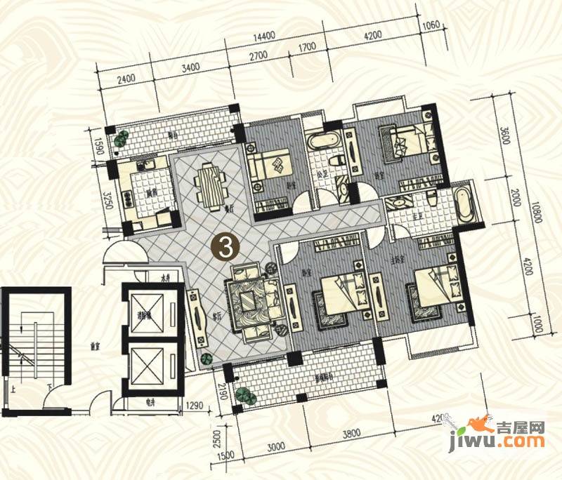 金山湖花园4室2厅2卫171.3㎡户型图