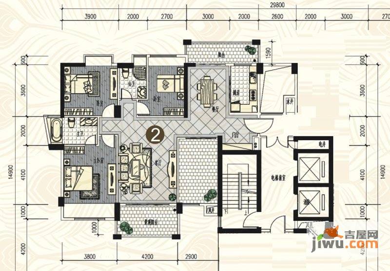 金山湖花园3室2厅2卫159㎡户型图