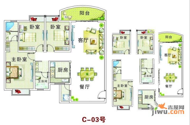 华润·御苑3室2厅2卫130㎡户型图