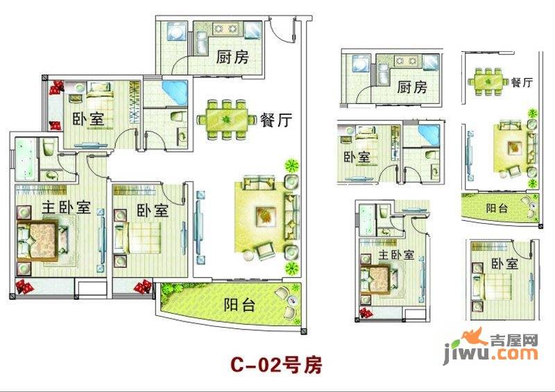 华润·御苑3室2厅2卫110㎡户型图