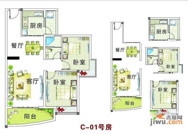 华润·御苑2室2厅1卫83㎡户型图