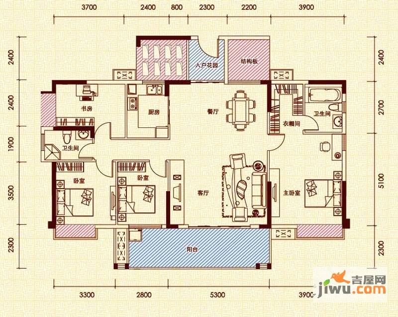 宏益公馆4室2厅2卫162.6㎡户型图