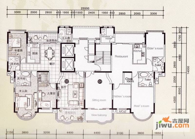 合生帝景湾4室2厅2卫163㎡户型图