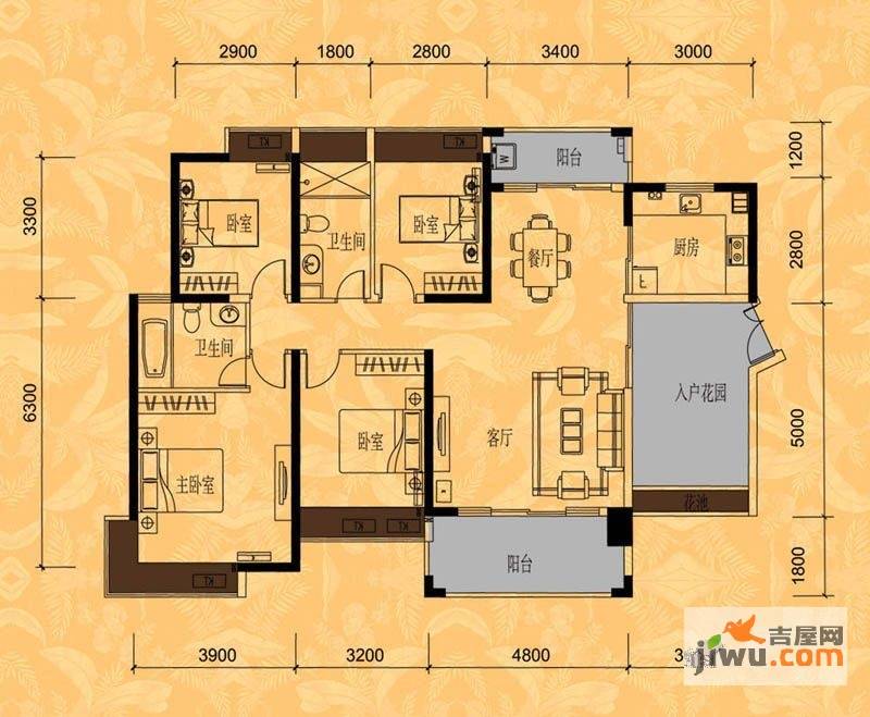 伟豪领御4室2厅2卫143㎡户型图